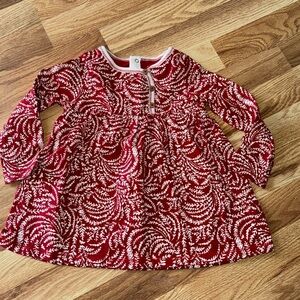 Burt’s Bees Baby dress, fern print.beige trim, tiny wood  buttons like new